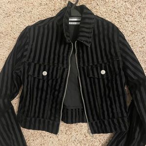 UO Black velvet striped cropped jacket